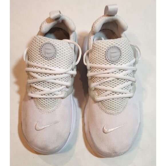 Nike Air Presto Triple White Mesh 844766-100-Size 3 Kids - Picture 8 of 9